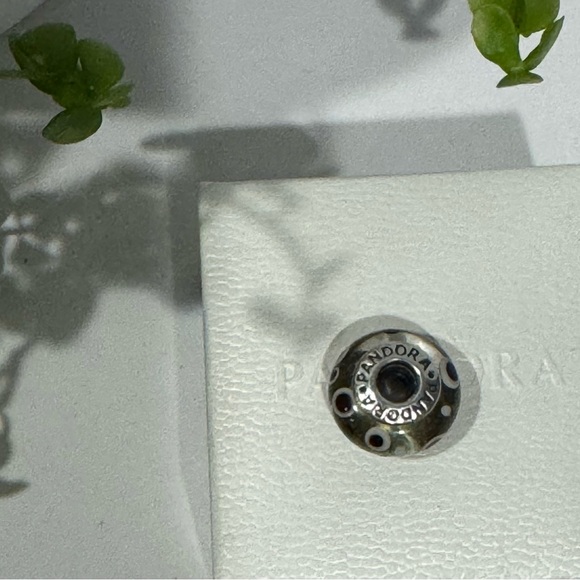 Authentic Retired Pandora White Bubbles Murano Glass Charm - Picture 12 of 12